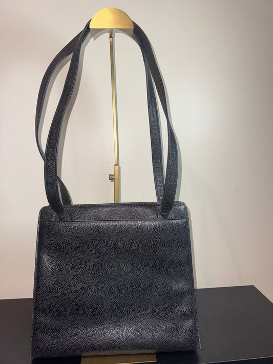 Chanel Coco Mark tote bag in black caviar leather