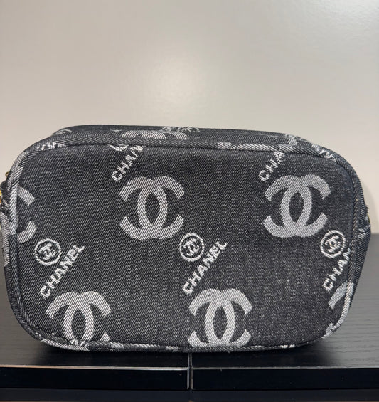 Chanel Black Denim crossbody makeup bag (GWP) New