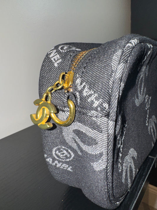 Chanel Black Denim crossbody makeup bag (GWP) New